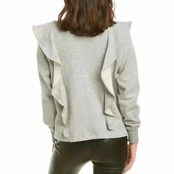 A.L.C. Gray Keller Ruffle Crewneck Pullover Sweatshirt - Picture 9 of 10